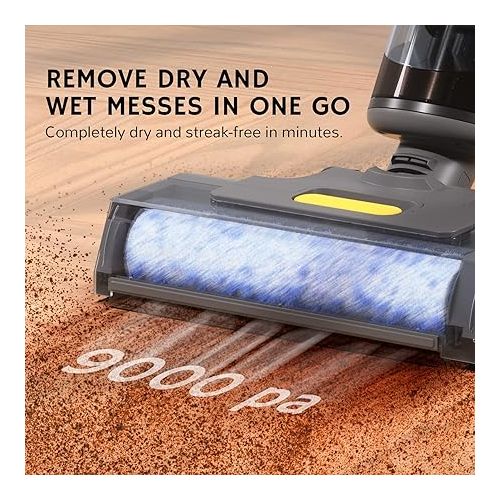  AIRTHEREAL Smart Wet Dry Vacuum Cleaner, Cordless Hard Floor Cleaner Vacuum Mop All in One with Self-Cleaning, Smart Voice Assistant with Extra Brush-Roll and Filter, VacTide V1 Gray