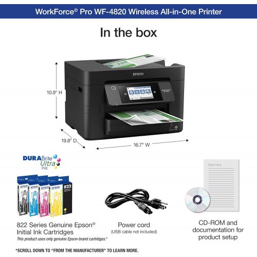 엡손 Epson Workforce Pro WF-4820 Wireless Color Inkjet All-In-One Printer