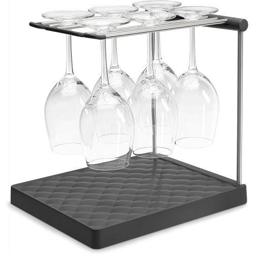  [무료배송]KOHLER Collapsible Wine Glass Holder or Drying Rack. Collapsible to 1.25, Holds Up To 6 glasses, Charcoal