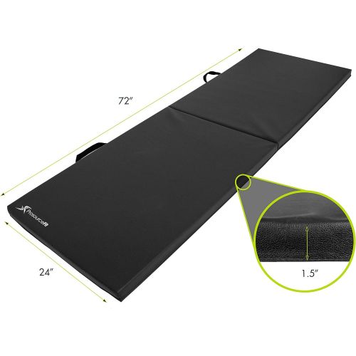  ProSource Bi-Fold Folding Thick Exercise Mat 182cm x 60cm with Carrying Handles for MMA, Gymnastics, Stretching, Core Workouts(3-color options)