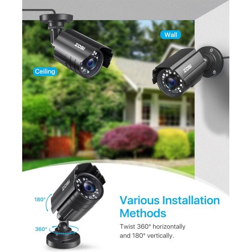  [아마존베스트]ZOSI 1080P Hybrid 4-in-1 HD TVI/CVI/AHD/CVBS 1920TVL 2.0MP CCTV Camera Home Security System 80ft Day/Night Vision Metal Waterproof Housing For 960H,720P,1080P,5MP,4K analog Surveil