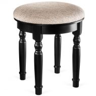 Fineboard FB-ST03-BKV Round Luxury Stool Vanity Makeup Dressing Tables Piano, Black