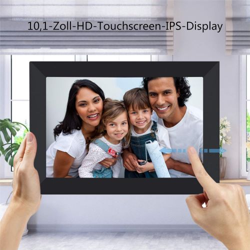  [아마존베스트]JHZL 10.1 Inch 16GB Smart WiFi Cloud Digital Photo Frame with 800 x 1280 IPS LCD Panel, Danish Design Frameo App Send Photos from Anywhere, Touch Screen, (Black)