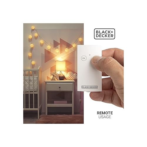  BLACK+DECKER Wireless Remote-Control Outlet, 1 Polarized Outlet, 1 Remote - Premium Light Switches