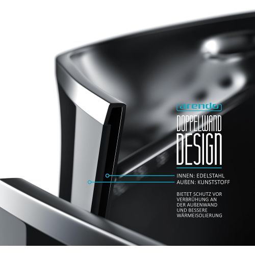  Arendo - Edelstahl Wasserkocher mit Temperatureinstellung - 7 wahlbare Temperaturstufen von 40 Grad - 100 Grad und Warmhaltefunktion - Cool Touch Doppelwand Design - zertifiziert B