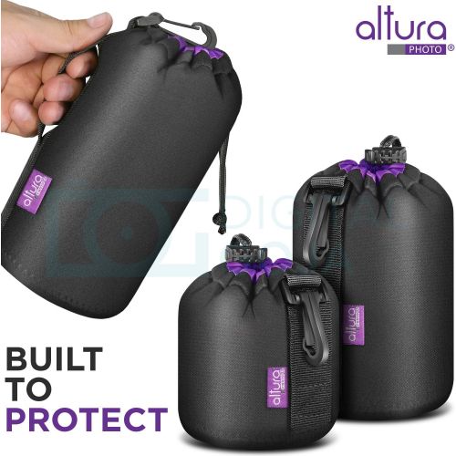  (3 Pack) Altura Photo Thick Protective Neoprene Pouch Set for DSLR Camera Lens (Canon, Nikon, Pentax, Sony, Tamron, Sigma, Olympus, Panasonic, Fuji) - Includes: Small, Medium and L