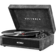 [아마존베스트]Victrola Vintage 3-Speed Bluetooth Portable Suitcase Record Player with Built-in Speakers | Upgraded Turntable Audio Sound| Includes Extra Stylus | Lambskin (VSC-550BT-LGR)