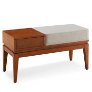 Leick Furniture 10131-CN/OW One Drawer Bench/Coffee Table with Seat Cushion, Cinnamon/Off-White Linen