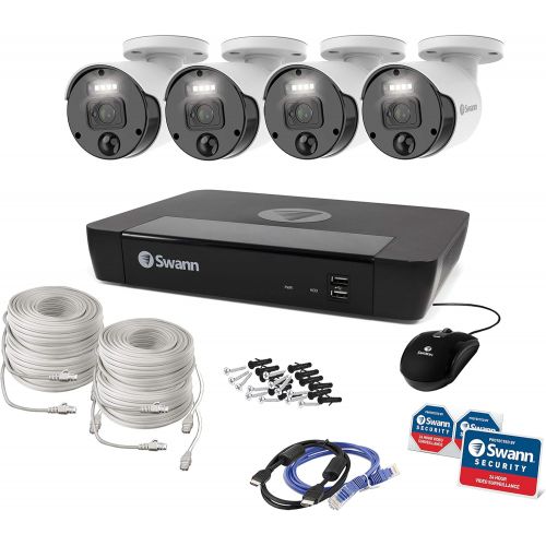  [아마존베스트]Swann Security Camera System CCTV, 4 Camera 8 Channels POE NVR Master 4K Upscale Video Wired Surveillance, Indoor Outdoor, Night Vision, Heat Motion Detection, SWNVK-876804