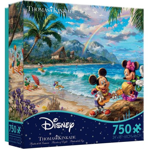  Ceaco 750 Piece Thomas Kinkade The Disney Collection Mickey and Minnie in Hawaii Jigsaw Puzzle, Kids and Adults