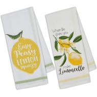 Design Imports DII Set of 2 Lemon Themed Dishtowels with Petite Stripe