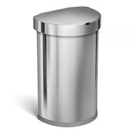 simplehuman 45 Liter / 12 Gallon Semi-Round Automatic Sensor Trash Can, Brushed Stainless Steel
