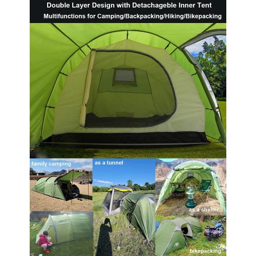  AYAMAYA [2 in 1] Double Layer Waterproof Family Camping Tent for 3/4/8 Person with Vestibule, 2-4 People Instant Pop Up Tents & 6-8 Person Big Family Tent with Porchs & 1-3 Man Bac