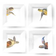 Kim Rody Creations Four Turtle Four Square Dinner Plate Set - 10