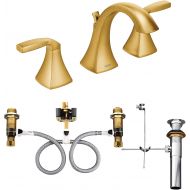 Moen T6905BG-9000 Voss Two-Handle Widespread Bathroom Faucet with Valve, Brushed Gold