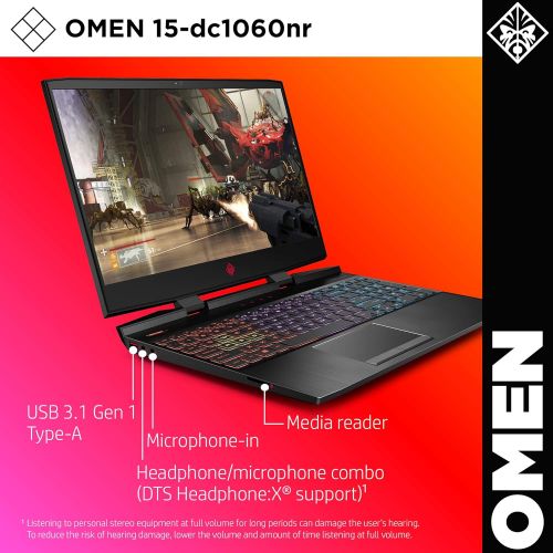 에이치피 OMEN by HP 2019 15-inch Gaming Laptop, 9th Gen Intel i7-9750H, NVIDIA GeForce RTX 2070 with Max-Q (8 GB), 16 GB RAM, 512 GB Solid-State Drive, VR Ready, Windows 10 Home (15-dc1060n
