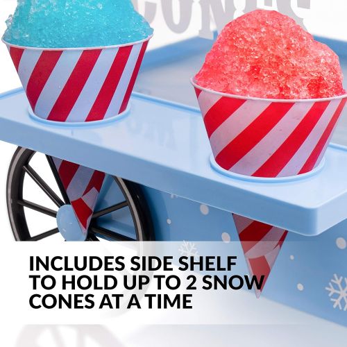  [아마존베스트]Nostalgia SCM525BL Vintage Countertop Snow Cone Maker Makes 20 Icy Treats, Includes 2 Reusable Plastic Cups & Ice Scoop  Blue
