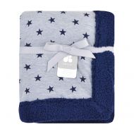 Just Born 2-Ply Plush Blanket, Blue Stars, One Size
