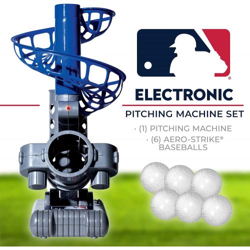  Franklin Sports MLB Electronic Baseball Pitching Machine ? Height Adjustable ? Ball Pitches Every 7 Seconds ? Includes 6 Plastic Baseballs