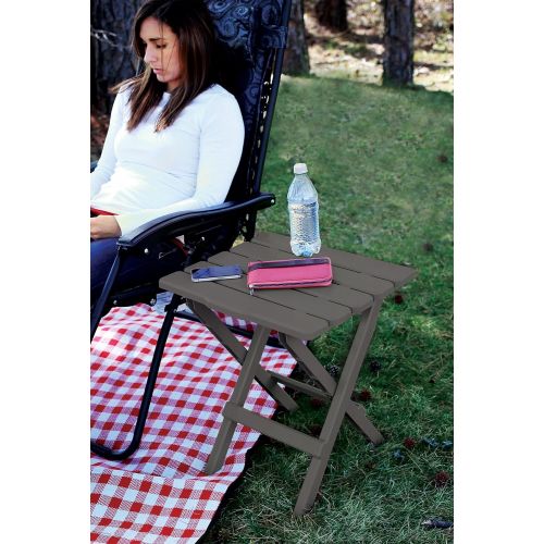  Camco 51885 Charcoal Large Adirondack Portable Outdoor Folding Side Table, Perfect for The Beach, Camping, Picnics, Cookouts & More, Weatherproof & Rust Resistant