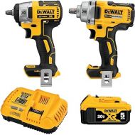 DEWALT 20V MAX Impact Wrench, Cordless 2-Tool Combo Kit, 1/2-Inch Mid-Range and 3/8-inch Compact with 5ah Battery and Charger (DCK205P1)
