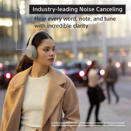 소니 Sony WH-1000XM4 Wireless Industry Leading Noise Canceling Overhead Headphones with Mic for phone-call and Alexa voice control, Black