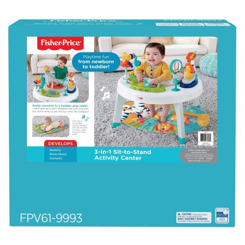  Fisher-Price Sit-to-Stand, 3-in-1 Entertainer Converts From Newborn Mat and Infant Activity Center to Toddler Play Table, Multi