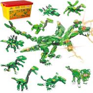 EP EXERCISE N PLAY 876 Pcs Dinosaurs Building Blocks Toys Set, 8 in 1 Super Three-Headed Dino Toy with Storage Bucket, Best Gift for Boys and Kids Aged 5+