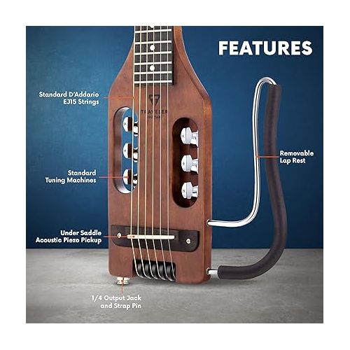  Traveler Guitar Ultra-Light Guitar for Travel | Portable and Headless Electric Acoustic Guitar | Full 24 3/4