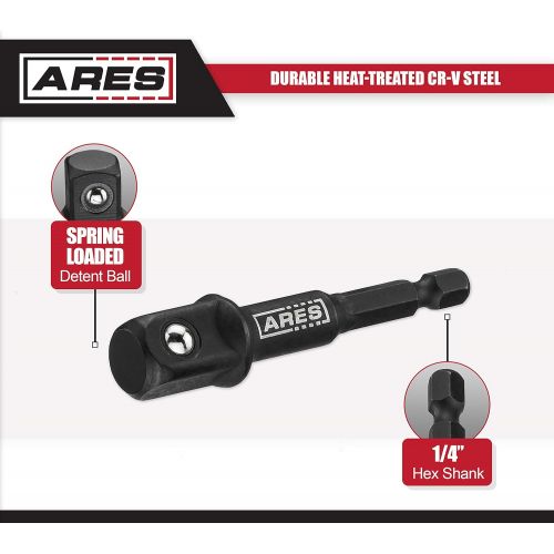  ARES 70000 - 3-Inch Impact Grade Socket Adapter Set - Turns Impact Drill Driver into High Speed Socket Driver - 1/4-Inch, 3/8-Inch, and 1/2-Inch Drive