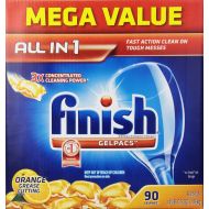 Finish Gelpacs Dishwasher Detergent, Orange Scent, All New Mega Pack 270 Count Finish-le