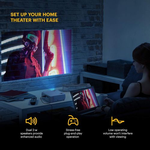  KODAK FLIK X4 Home Projector 4.0 LCD Compact Home Theater System Projects Up to 150” with 1080p Compatibility & Bright Lumen LED Lamp VGA/AV/HDMI/USB/TF Inputs Remote, Tripod & Car