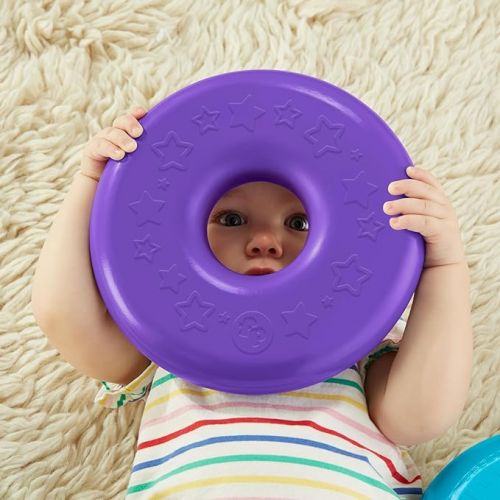 피셔프라이스 Fisher-Price Toddler Toy Giant Rock-a-Stack, 6 Stacking Rings with Roly-Poly Base for Ages 1+ Years, 14+ Inches Tall