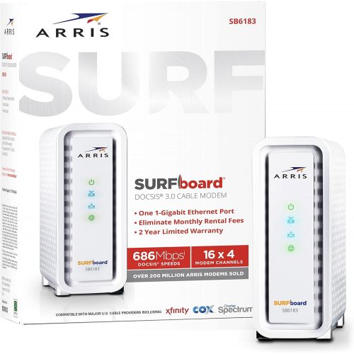  [아마존베스트]ARRIS SURFboard SB6183 DOCSIS 3.0 Cable Modem, Approved for Cox, Spectrum, Xfinity & others (White)