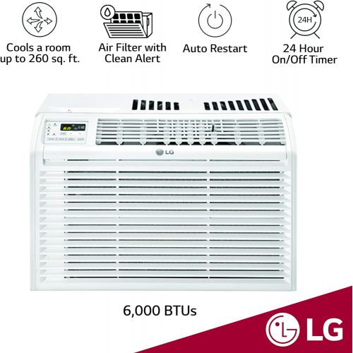  LG 6,000 BTU 115V Window Air Conditioner with Remote Control, 6000, White