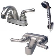 Laguna Brass 2001BN/3210BN/4120BN RV Bathroom and Tub Faucet with Matching Hand Shower Combo Brushed Nickel Finish