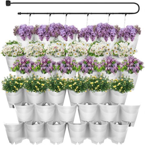 Worth SELF Watering Vertical Wall Hangers with Pots Included - Wall Plant Hangers - Each Wall Mounted Hanging Pot has 3 Pockets - 36 Total Pockets in This Set - Self Watering Planter Set