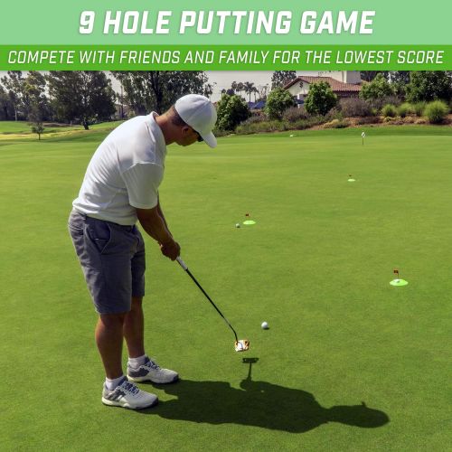  GoSports Pure Putt Challenge Mini Golf Game - Build Your Own Course at Home, The Office or On The Green - Includes 9 Holes, 4 Balls, Dry-Erase Scorecard & Rules