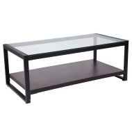 Flash Furniture Rosedale Glass Coffee Table with Black Metal Frame