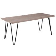 Flash Furniture Oak Park Collection Driftwood Wood Grain Finish Coffee Table with Black Metal Legs