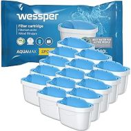 Wessper Pack of 15 Sport Water Filter Cartridges Compatible with BRITA Maxtra+, Maxtra Plus Water Filter Cartridges