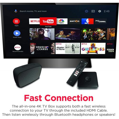  [아마존베스트]Ematic 4K Ultra HD Android TV Box with Built-in Chromecast + Netflix, Model:AGT419