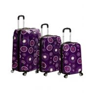 Rockland Luggage Vision Polycarbonate 3 Piece Luggage Set, Purple Pearl, One Size