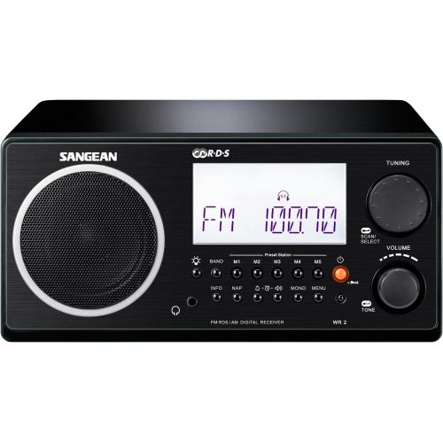  Sangean All in One AMFM Alarm Clock Radio with Large Easy to Read Backlit LCD Display (Walnut)