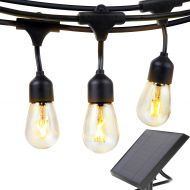 Brightech Ambience Pro - Waterproof Solar LED Outdoor String Lights - Hanging 2W Vintage Edison Filament Bulbs - 27 Ft - Create Market Ambience On Your Deck, Pergola