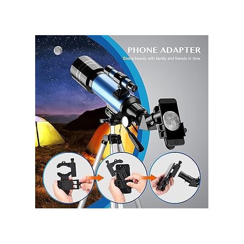  AOMEKIE 40070 Telescopes for Astronomy Beginners Kids and Adults 70mm Astronomical Telescopes with Adjustable Tripod K6/25 Eyepieces Phone Adapter