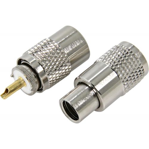  PL 259 Connectors, 5-Pack PL-259 UHF Male Solder Connector Plug with Reducer, Teflon Material RFAdapter 50ohm for RG59, RG8, RG8x, LMR-400, RG-213 Coaxial Cable Compatiable with Ha