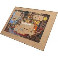 Lavievert Wooden Jigsaw Puzzle Board Portable Puzzle Plateau for Puzzle Storage Puzzle Saver, Non-Slip Surface, Fits Up to 1500 Pieces - Khaki