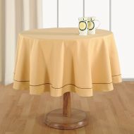 ShalinIndia Handmade Beige Table Linen 4 Seater Round Tablecloth - Premium Cotton Fabric 60 Inch Diameter