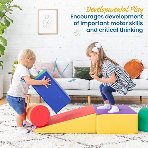  ECR4Kids - ELR-12683 SoftZone Climb and Crawl Activity Play Set, Lightweight Foam Shapes for Climbing, Crawling and Sliding, Safe Foam Playset for Toddlers and Preschoolers, 5-Piec